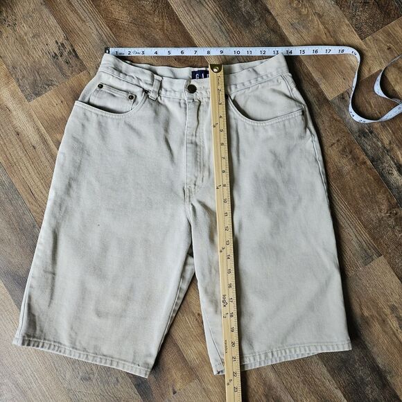 Vintage 90s Y2K Gap Unisex Long Shorts Tan Denim. Tag Size 11/12. Fit Liks 27" - Picture 7 of 8